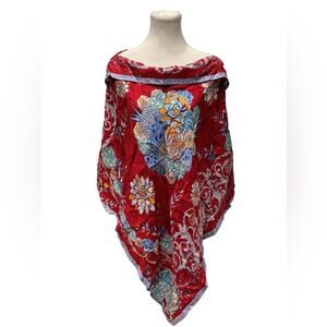 Pineda Covalin~Dreamcatcher poncho100% Silk~Open Waterfall Front one size NWT
